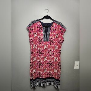 Laundry by Shelli Segal Navy and White Patterned Dress Size M